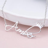 AmberH - Copper/925 Sterling Silver Personalized Princess Crown Name Necklace Adjustable Chain 16”-20"