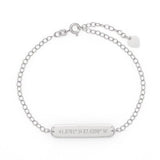 925 Sterling Silver Personalized Coordinate Oval Name Bar Bracelet Adjustable 6”-8.5”