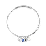 925 Sterling Silver Personalized Engraved Birthstone Bangle