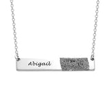 Copper/925 Sterling Silver Personalized Fingerprint Bar Necklace -Adjustable 16”-20”