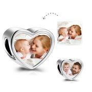 Personalized Photo Love Heart Charm in925 Sterling Silver