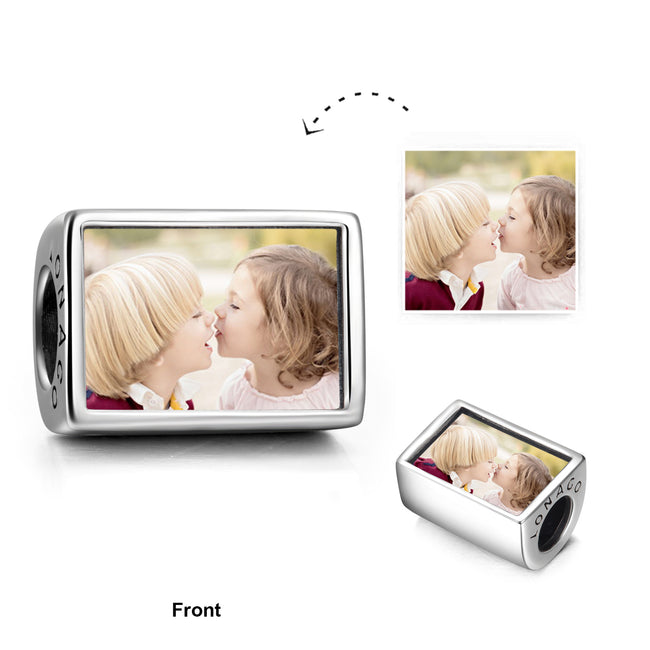 Personalized 925 Sterling Silver Rectangle Color Photo Charm
