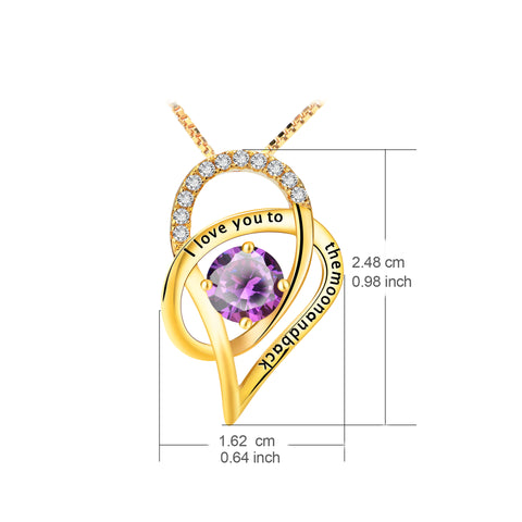YAFEINI I Love You to The Moon and Back Love Heart Pendant Necklace Best Mother's Day Gift