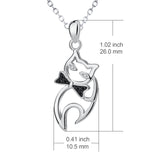 925 Sterling Silver Naughty Cat Jewelry Necklace Rolo Chain 18"