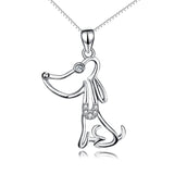 925 Sterling Silver Lovely Dog Pendant With Chain Necklace