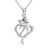 925 Sterling Silver Cat Charm Pendant with Chain Lucky Necklace