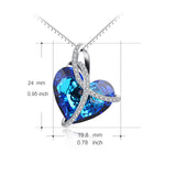 925 Sterling Silver Love Heart Blue Heart Crystals Knot Necklace Gift for Women