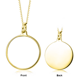 Anniversary Gift- Personalized Color Photo & Text in Round Pendant Necklace in Sterling Silver/ 14K Gold