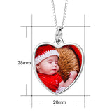 Adjustable 16”-20” Personalized Color Photo&Text in Love Heart Pendant Necklace in 14K Gold
