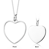 Personalized Color Photo&Text in Love Heart Pendant Necklace Adjustable 16”-20” in Sterling Silver