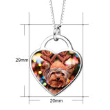 Christmas Gift- 14K Gold Customize Pets' Color Photo&Text in Love Heart Pendant Necklace