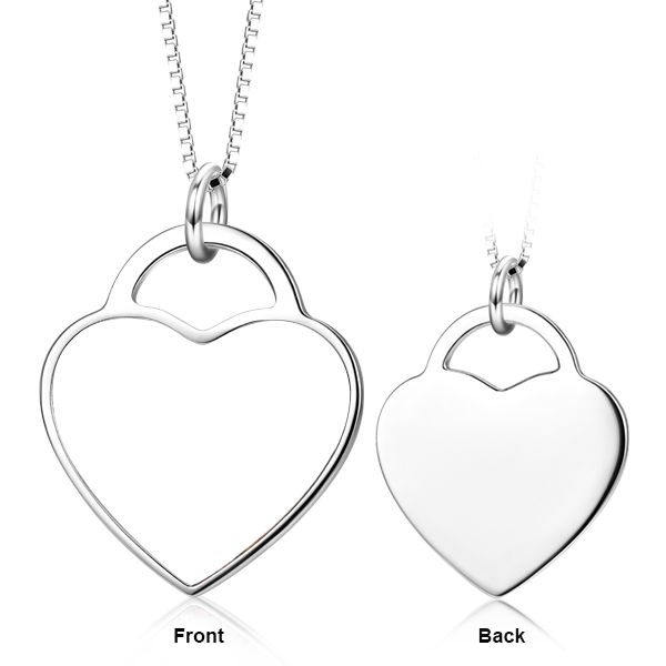 Christmas Gift-925 Sterling Silver Customize Pets' Color Photo&Text in Love Heart Pendant Necklace