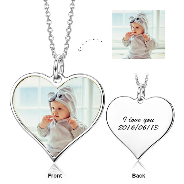 Personalized Engraved Kids Color Photo&Text Adjustable 16”-20”- 925 Sterling Silver