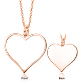 925 Sterling Silver Customize Your Color Photo and Engraved Text in Love Heart Pendant Necklace-Platinum/Yellow Gold/Rose Gold Plated