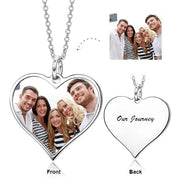 Copper/ 925 Sterling Silver Love Heart Personalized Color Photo Necklace Adjustable 18”-20”