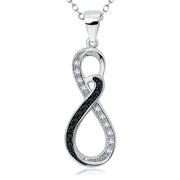 925 Sterling Silver Number Eight Knot Necklace Charm Pendant with Chain Good Luck