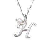 925 Sterling Silver Personalized Pearl Initial Name Necklace Adjustable 16”-20”