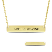 14K Gold Engravable Bar Necklace Adjustable Chain-White Gold/Yellow Gold/Rose Gold