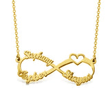 14K Gold Personalized Infinity Name Necklace With 3 Names Adjustable 16”-20”