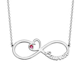 Copper/925 Sterling Silver Personalized Heart Birthstone Infinity Name Necklace