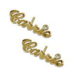 10K/14K Gold Personalized Name Stud Earring With Birthstone