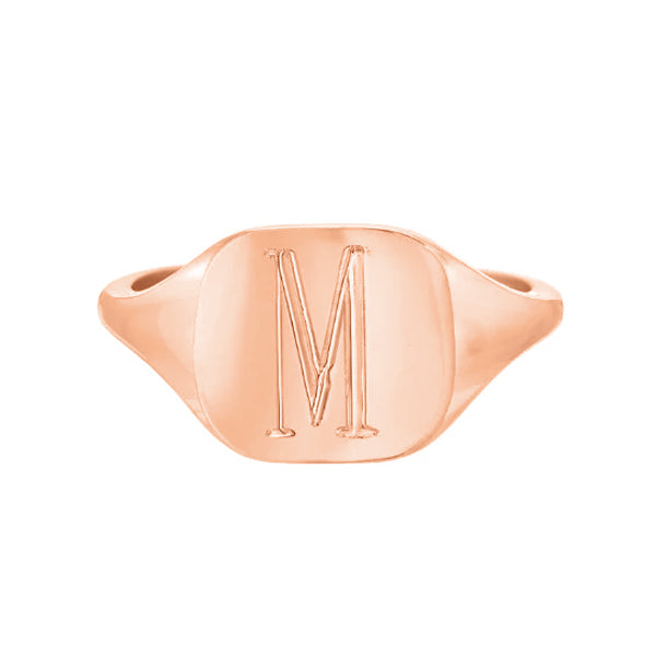 Copper/925 Sterling Silver Personalized Engraved Square Signet Ring