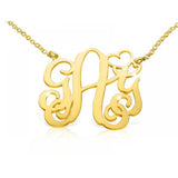 Copper/925 Sterling Silver Personalized Vine Heart Monogram Necklace Adjustable 16”-20”