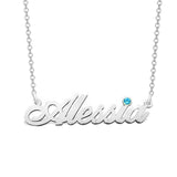 14K Gold Personalized Birthstone Name Necklace Adjustable 18”-20”