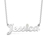 925 Sterling Silver Personalized Birthstone Cursive Name Necklace Adjustable 18”-20”