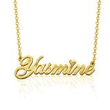 Yasmine - 925 Sterling Silver Personalized Classic Cursive Heart Name Necklace Adjustable 18”-20”