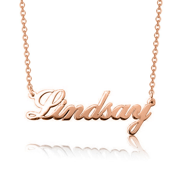 14K Gold Personalized Classic Cursive Name Necklace Adjustable 16”-20”
