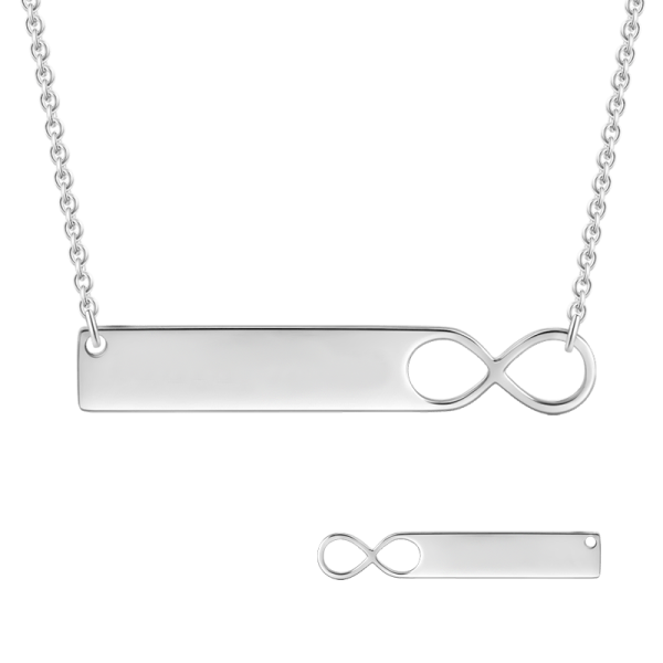 Infinity Copper/925 Sterling Silver Personalized  Engravable  Bar Necklace-Adjustable 16”-20”