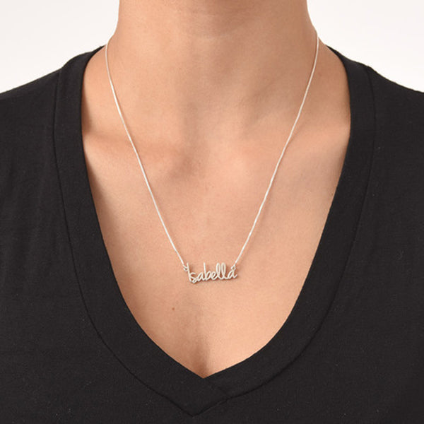 "Isabella"-Copper/925 Sterling Silver Personalized Tiny Name Necklaces Adjustable Chain 16”-20”