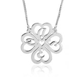 Lucky 925 Sterling Silver Personalized Heart Clover  Initial Necklace Adjustable 16”-20”