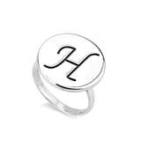 Copper/925 Sterling Silver Personalized Engraved Initial Round Ring