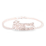 925 Sterling Silver Personalized Two Name Bracelet With Heart Length Adjustable 6”-7.5”