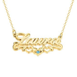 Laura - 925 Sterling Silver/10K/14K/18K Personalized Name Necklace with Underline Hearts Adjustable Chain 18”-20”