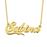 Salina - 925 Sterling Silver Personalized Names Necklace With Fancy Underline Adjustable Chain 16”-20"