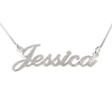 925 Sterling Silver Personalized Brushed Name Necklace Adjustable Chain 16”-20"