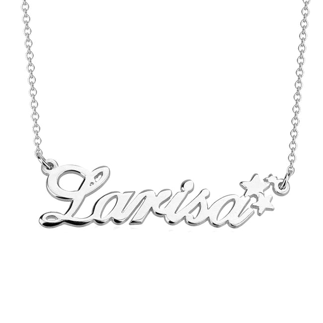 Larisa - 925 Sterling Silver Personalized Classic Name Necklace with Symbol Adjustable Chain 16”-20"