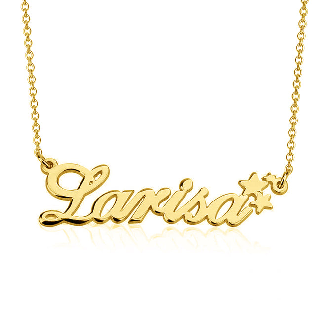 Larisa - 925 Sterling Silver Personalized Classic Name Necklace with Symbol Adjustable Chain 16”-20"