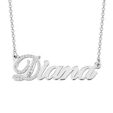Cubic Zirconia Initial Name Necklace 925 Sterling Silver