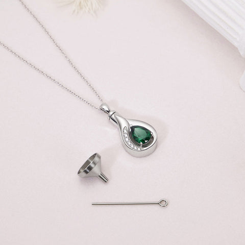 Teardrop Urn Necklace for Ashes - 925 Sterling Silver Blue Cremation Pendant Memorial Keepake Funeral Necklace Jewelry Gifts for Women Wife Mother