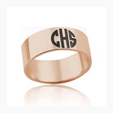 Copper/925 Sterling Silver Personalized  Three Initials Monogram Ring