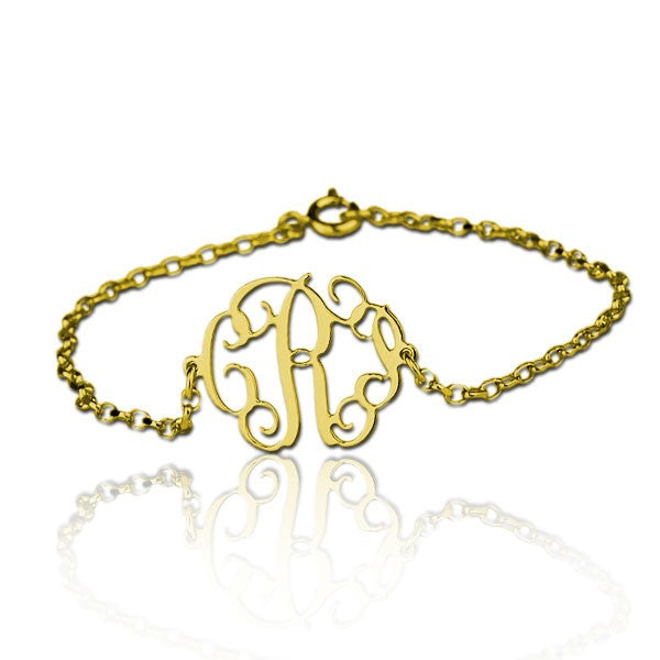 925 Sterling Silver Personalized Cut Out Bracelet with Monogram Adjustable 6”-7.5”