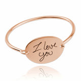 925 Sterling Silver Personalized Oval Signature Bangle