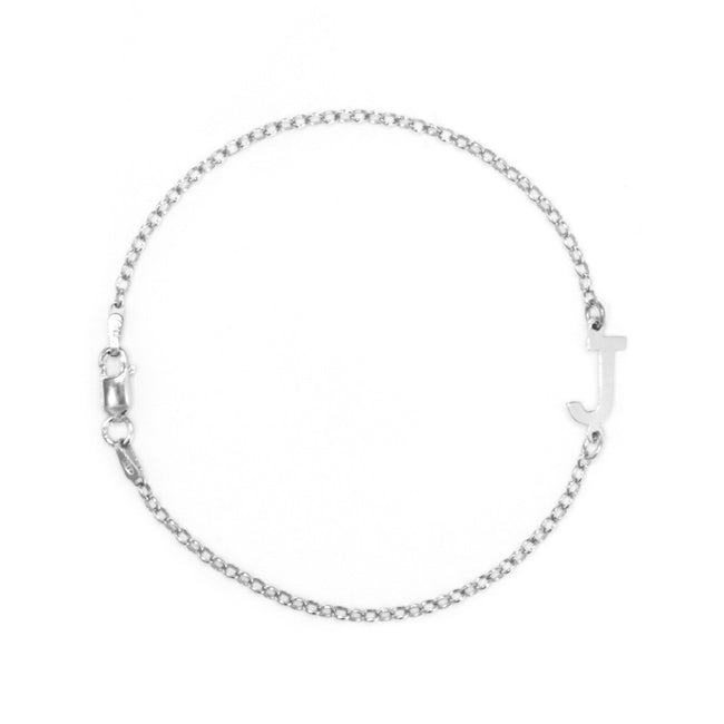 925 Sterling Silver Personalized Sideways Initial  Engraved Bracelet Length Adjustable 6”-7.5”