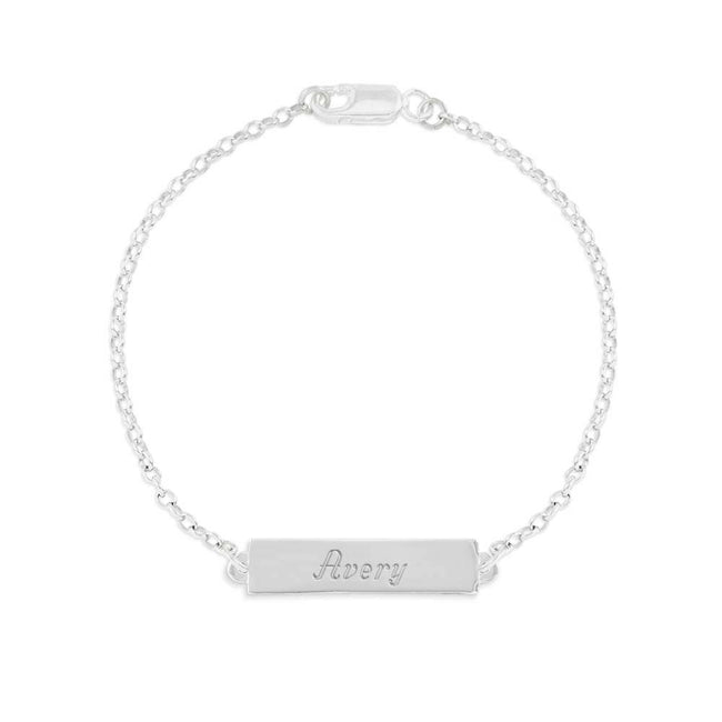 925 Sterling Silver Personalized Name Bar Bracelet Length Adjustable 6”-7.5”