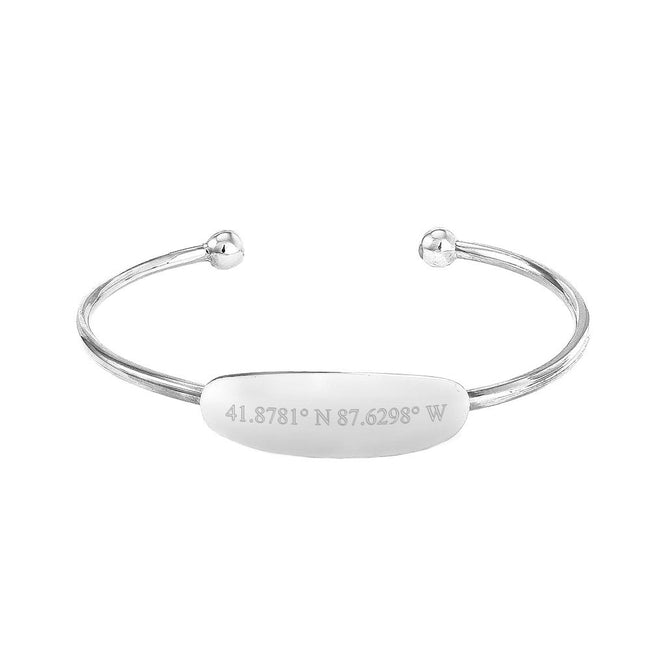 925 Sterling Silver Personalized Coordinate Baby ID Cuff Bracelet