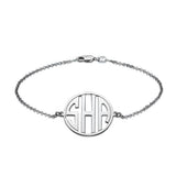 925 Sterling Silver Personalized  Block Monogram Bracelet Length Adjustable 6”-7.5”